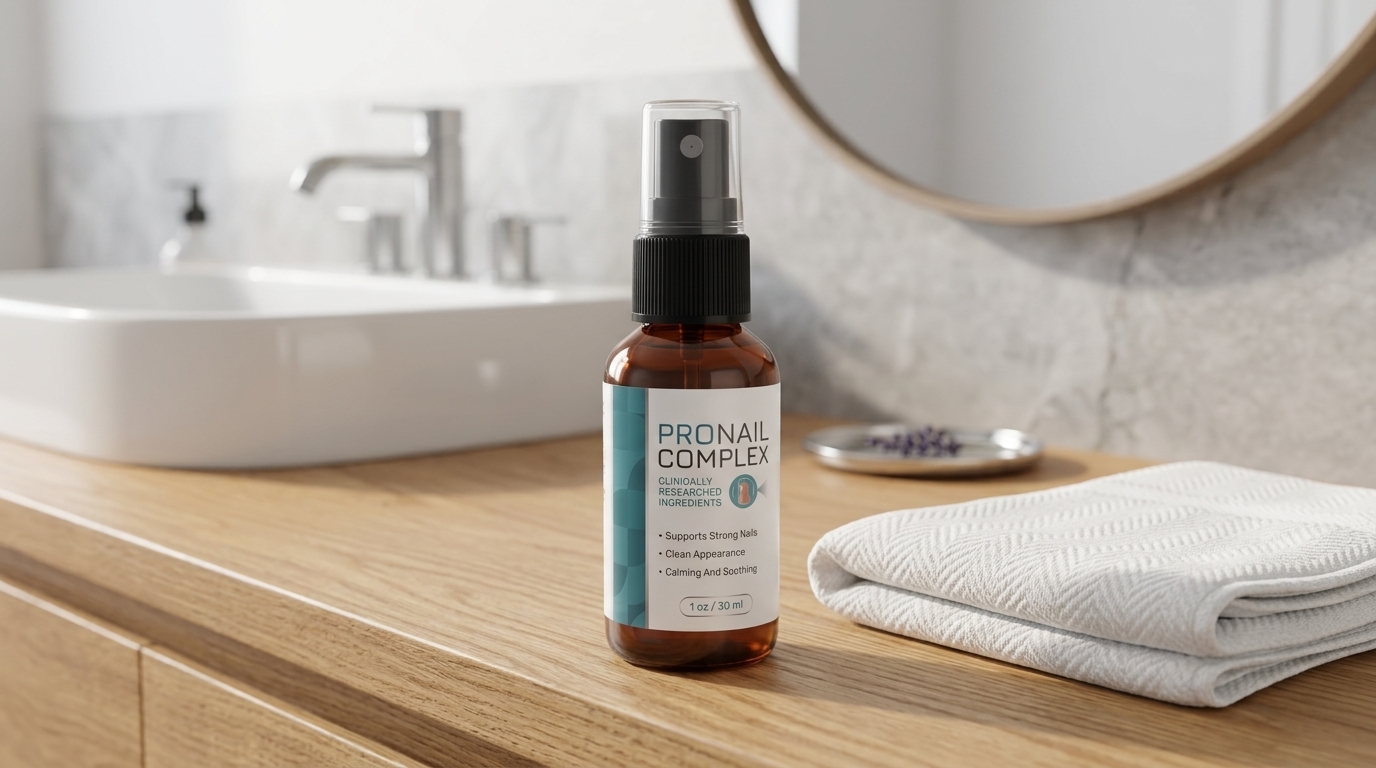 Applying ProNail Complex spray for foot health
